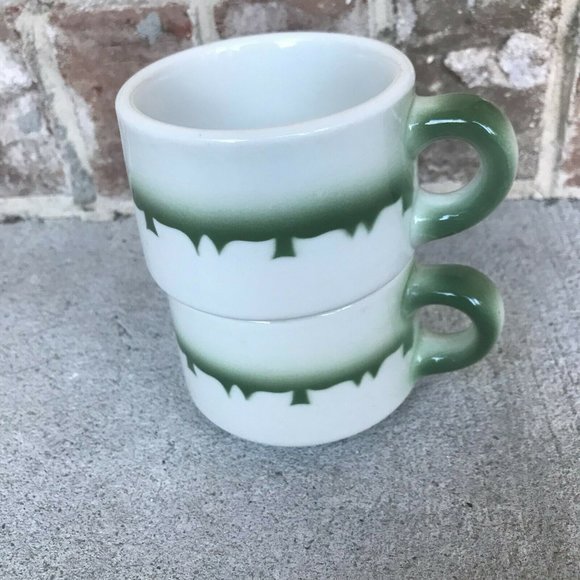 Jackson China Albany Hotel Restaurant Supply GA Set of 2 Cups Airbrushed VTG 50s - Picture 1 of 6